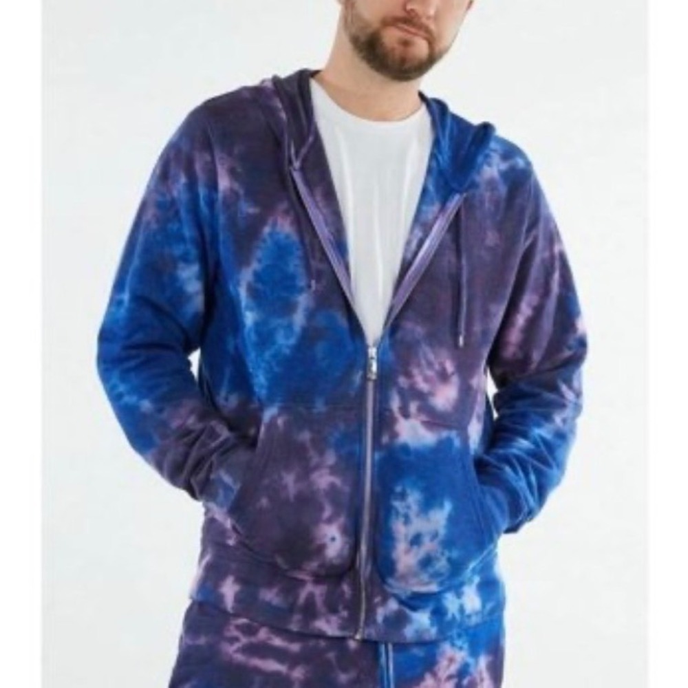 True Religion Mens Tie Dye Full Zip Hoodie‎ Blue Purple M Sweatshirt